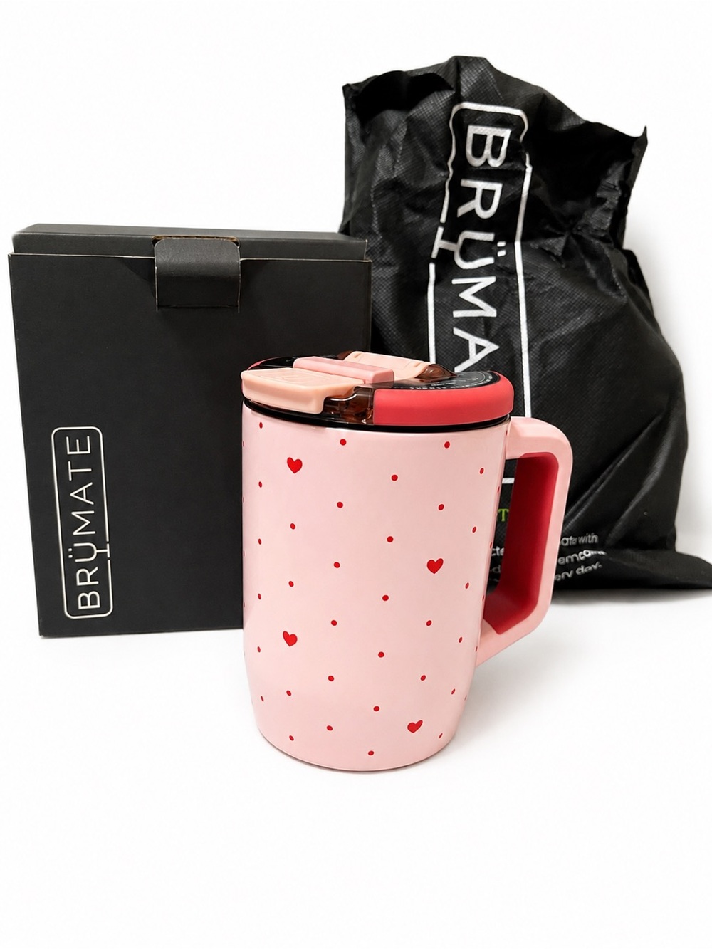 BrüMate Müv 15oz Be Mine Pink Heart Valentine Mug NWT